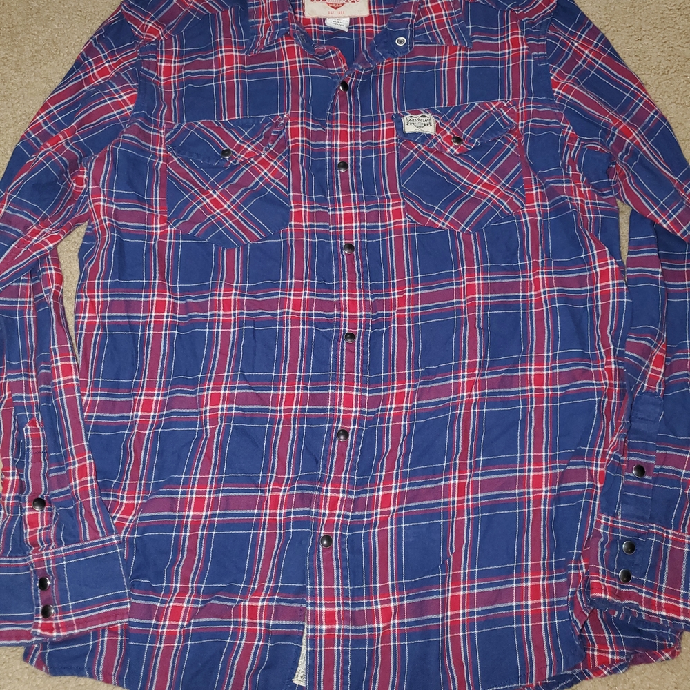 Carhartt Blue and Red Plaid Casual Shirt